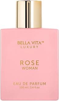 Bellavita Luxury ROSE Eau de Parfum | 100 ml (3.4 fl.oz.) | Perfume for Women | Fresh, Floral Peach, Jasmine, and Ambery Musk Notes | Long Lasting Women's Day Special Fragrance