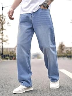 KOTTY Men’s Relaxed Fit Straight-Leg Jeans|Comfortable & Durable Denim Jeans