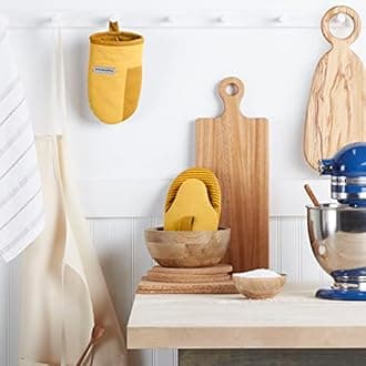 KitchenAid Beacon Two-Tone Mini Oven Mitt Pot Holder Set, 5.5''x8'', Majestic Yellow