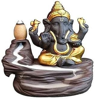 Ganesha Backflow Incense Burner - Waterfall Smoke Fountain for Home Decor With Free 10 Backflow Cones/Dhoop for Ramnavmi