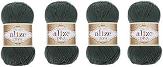 Hand Knitting Yarn 100% Microfiber Acrylic Yarn Alize Diva Silk Effect Thread Crochet Art Lace Craft Lot of 4 skeins 400gr 1532yds (131)