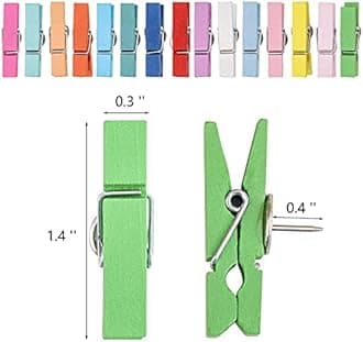 100Pcs Push Pin with Wooden Clips Tacks for Cork Board Artwork for Bulletin Board Crafts Arts Projects Photo Supplies(Colorful)