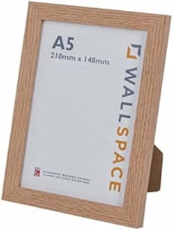 Wall Space Natural Light Oak Photo Frames | Real Solid Oak A5 Frames with Real Glass