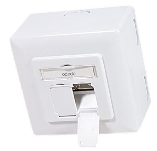 odedo universal flush or surface mount network socket, category 6A, 10Gbit, 500MHZ, 2x RJ 45 shielded Ethernet network, signal white RAL9003, LAN network wall outlet STP, AWG 22, 23, 24