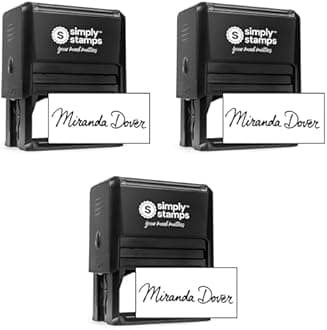 Custom Signature Stamp - Personalized Insignia - Self-Inking - Your Choice of 7 Ink Colors! (3, Xtra Wide)