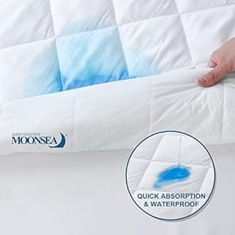 Waterproof Mattress Pad Queen, Breathable Quilted Mattress Protector, Durable and Noisless Mattress Cover Stretches up to 18 Inches Deep Pocket Down Alternative Fiber Mattress Topper