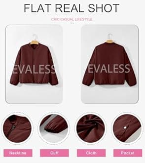 EVALESS Puffer Jacket for Women Winter Outfits Oversized Cute Bomber Windbreaker Jackets for Women Business Casual Winter Down Jackets Trendy 2024 Stand Collar Zip Up Tops Work Clothes, Red Large