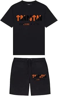 Trapstar Letters Printed Casual Sportswear Suit, Men and Women T-Shirt + Shorts + Hat 3 Piece, Loose Jogging Short Sleeve Tracksuits (Color : D1, Size : X-Large)