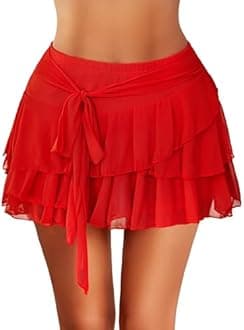 Avidlove Women's Mini Skirt Mesh Flowy Hem Y2K Skirts Multi-Layer Ruffle Trim Lingerie Skirt