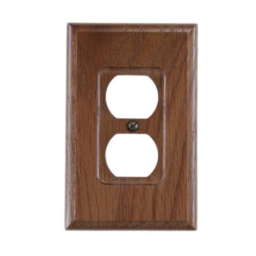 Amerelle 4008D Traditional Genuine Solid Oak Duplex Wallplate, Solid Oak
