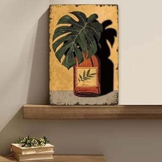 SUPERDANT Monstera Plant Tin Signs Wine Bottle Metal Sign Poster Leaf Vintage Wall Art Plaque Home Wall Decor for Man Cave Garage Bar Pub Kitchen Living Room Bedroom Farm Cafe Decoration Outdoor Gifts