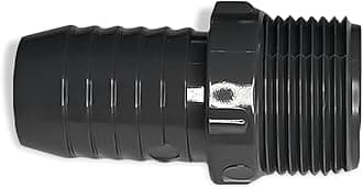 PVC Barbed Hose Connector - 1-1/4 Inch SCH 40 Barbed Insert x 1-1/4 Inch MNPT Male Pipe Thread Adapter Fitting