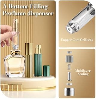 Perfume Atomiser, Perfume Travel Bottle, 10ML Atomiser Spray Bottle, Refillable & Travel Size Perfume Spray Bottle Easy to Refill Cologne Dispenser for Women Men(Gold＆Green)