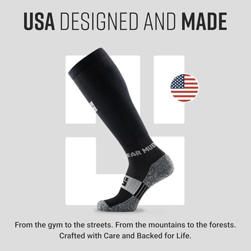 MudGear Graduated Compression Socks, Durable, Sweat-Resistant OCR Performance Socks with Cushioned Footbed, Made in USA