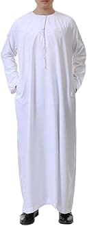 – Men's Muslim Thobe with Long Sleeves Muslim Clothes Arab Wear Round Collar Shirt