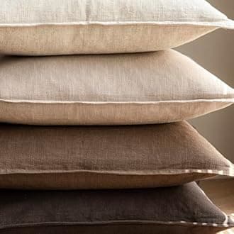 Foindtower Pack of 2, Decorative Linen Soild Throw Pillow Covers Soft Accent Cushion Case Boho Farmhouse Neutral Pillowcase for Couch Sofa Bedroom Living Room Home Decor 12 x 20 Inch Reddish Brown