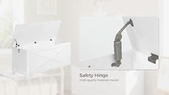 39.4" Toy Chest, Sturdy Entryway Storage Chest with Safety Hinges, Retro Toy Box, Wooden Look Accent Furniture for Living Room, Bedroom,Greige SCHG48101