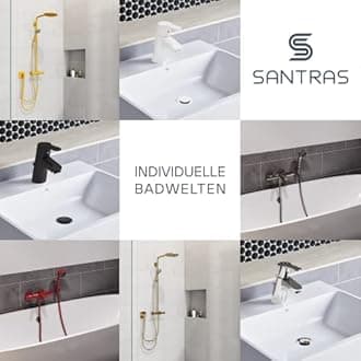 SANTRAS® Plastic Shower Hose Deluxe 1.50 m Long with Flow Limiter in Chrome/Gold - Particularly Flexible Shower Hose Made of Stainless Steel Made in Germany