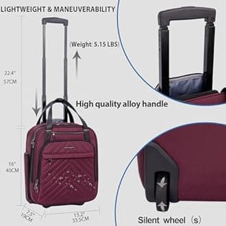 VANKEAN Carry On Underseat Multi-functional, 16-inch Underseater Lightweight Overnight Suitcase for Men Women