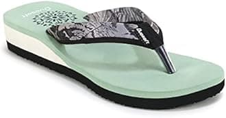 Doctor Walk Women's Floral Print Flip Flops, Mint Green, Comfort Platform Sandals