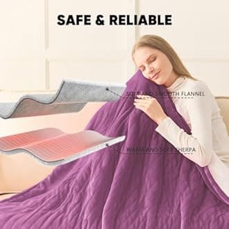 greenoak Heated Blanket Electric King Size 100"X90" Dual Control, Heating Blanket with 10 Heat Levels 1/2/4/6/8 Hours Auto-Off, Sherpa Soft Warm Christmas Blanket,Taro Purple
