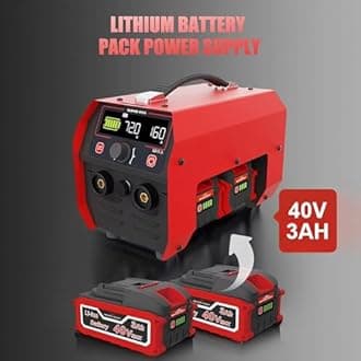 Battery Powered Portable Welding Machine, MMA MIG 160A Cordless Welder Machine with 2 x 3.0Ah Battery, Hot Start Inverter Stick Welder Machine with LCD Display Portable Spot Welder