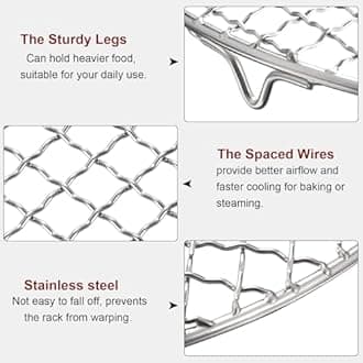 HARFINGTON Round Cooking Rack 16.7-inch Stainless Steel Cross Wire Barbecue Grill Net with 20mm Legs for Cooking Baking Steaming BBQ