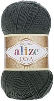 Alize Diva Silk Effect 100% Microfiber Acrylic Yarn 1 Ball skeins 100gr 383yds Color (131 - Khaki)
