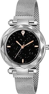 Acnos® Premium 4 Point Silver Color with Trending Magnetic Analogue Metal Strap Watch for Girl's and Women's Pack of - 1(P-220)