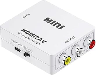 SANCY Mini HDMI to AV RCA Converter – 1080P HD Video Adapter with Up Scaler for HDMI Input to Composite Output – Supports TV, DVD, VCR, Projector