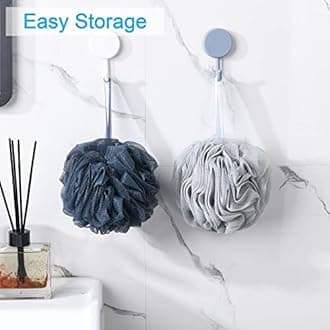 Shower Bath Sponge Shower Loofahs Balls 75g/PCS for Body Wash Bathroom Men Women- Set of 4 Grey Blue-Pink-Grey-White Sponges