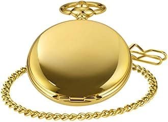 SwitchMe Classic Quartz Pocket Watch for Men,Roman Numeral Dial Non-Mechanical Movement Pocket Watch with Chain