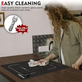 Cooksir Plug in Induction Hob 2 Zone, 30CM Electric Induction Hob, Flexible Combined Zone, Built-in 2800W, 2 Ring Electric Hob, 9 Power Levels, Safety Lock, 99-Min Timer, Slider Touch Control, 230V