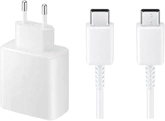 Original 45W Fast Charger Set Compatible for Samsung | S23 Fe / S22 / S21 Fe 5G / F55 / M55 (Adapter Cable Included)*White
