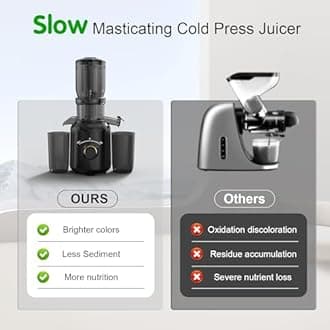 Cold Press Juicer Machines Vegetable and Fruit, 4.1" Large Feed Chute Powerful Slow Masticating Juicer, Juice Extractor Machine BPA Free Easy Clean Self Feeding High Juice Yield
