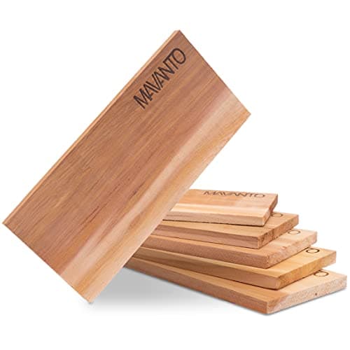 MAVANTO XXL Cedar Wood Planks for BBQ - Set of 6 - Canadian grilling planks - EXTRA THICK (30x14x1.5cm) durable & reusable