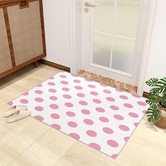 Polka Dot Rug Kids - Pink Polka Dot Rug, Girls Rugs for Living Room Bedroom, Washable Non Slip Soft Small Carpet, Patterned Area Rugs & Home Decor 60x90 cm