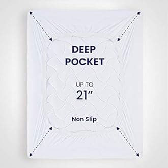 SLEEP ZONE Premium Mattress Pad Cover Cooling Overfilled Fluffy Soft Topper Zone Design Upto 21 inch Deep Pocket with Athletic Grade Elastic Skirt, White, Full