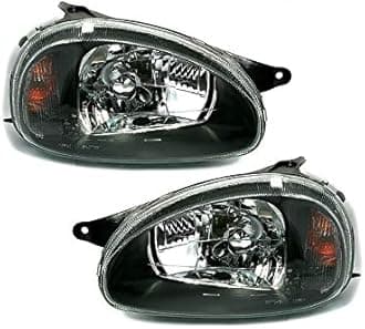 Headlights VP120 Headlamps TFL Driver And Passenger Side Complete Set Headlight Assembly Projector Front Lights Car Lamps Black LHD Compatible With Opel Corsa B 1993-2000 Opel Combo B 1994-2001