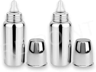 Pack of 2 Pure Stainless Steel Feeding Bottle Anti-Corrosion (240 ml) and Spout Sipper New Born Baby/Toddlers/Infants for Drinks//Milk/Water