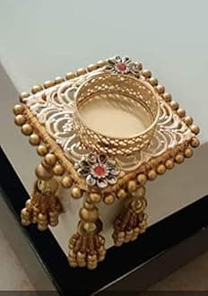 Divyakosh Metal 4 Pcs Table Corner Golden Tealight Candle Holder for Home Décor LED Light Diya Lights for Decoration,Golden Lamp for Table Corner,Dheepam for Festival Diwali Diya for Puja