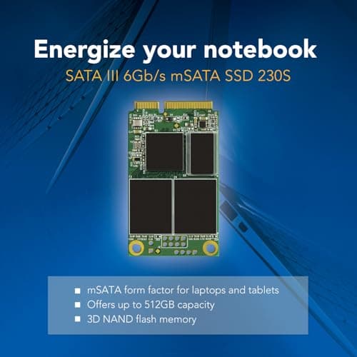 Transcend 64GB mSATA Internal SSD - mSATA SSD 230S Solid State Drive - with DDR3 DRAM Cache - Read/Write - up to 350/200 MB/s - TS64GMSA230S