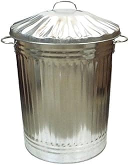 Small Medium Large 15L 60L 90L Litre Metal Galvanised Home Garden Bin Leaves Paper Wood Rubbish Dustbin Made in U. K. (Large 90L Silver Bin)