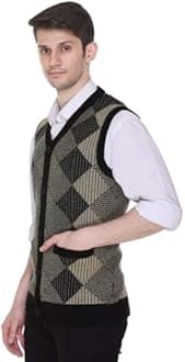V Neck Cardigans for Men - Woolen Sleeveless Sweater for Man Winter Wear