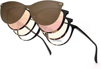 Magnetic Clip on Sunglasses for Men & Women Polarized UV Protection Retro Square Eyeglasses Fit Over Night Driving