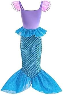 Lito Angels Little Mermaid Princess Fancy Dress Up Costume Birthday Party Outfit with Accessories for Kids Girls Age 2-9 Years, Purple Blue