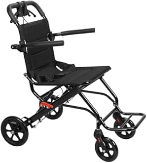 Wheelchairs for Adults, Ultra Lightweight Foldable Transport Wheelchair, Travel Wheelchair with 360° Rotating Wheels, Safety Belt & Shock-Absorbing Cushion, Supports Up to 220lbs Black A