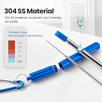 Cruise Ship Essentials,4-Pack reusable Collapsible Stainless Steel Drinking Straws with Aluminum Case,Cleaning Brush,and Keychains (Black&rose gold&silver&red)