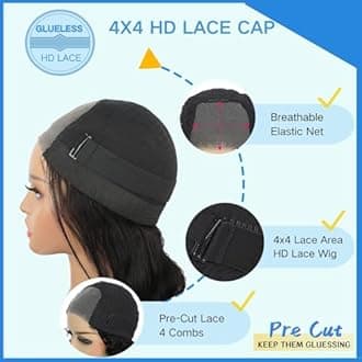 Wear and Go Glueless Bob Wig Human Hair Pre Plucked Pre Cut 4X4 HD Lace Closure Bob Wigs Human Hair Ready to Wear Straight Lace Front Wigs Human Hair for Black Women Glueless Short Bob Wig (14 Inch )