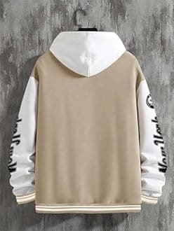 SOLY HUX Men's Varsity Jacket Color Block Letter Graphic Long Sleeve Baseball Jacket Bomber Coat